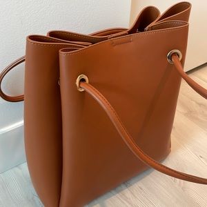 Brown pleather tote